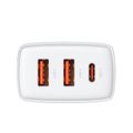 Sieťová nabíjačka Baseus Compact Quick Charger, 2xUSB, USB-C, PD, 3A, 30W (biela)