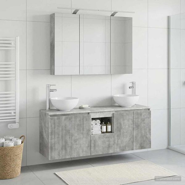vidaXL Set kabinetov do kúpeľne 4 pcs Betónovo sivá 100 x 14,5 x 70 cm