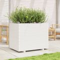 vidaXL Záhradný kvetináč biely 90x60x72,5 cm masívna borovica