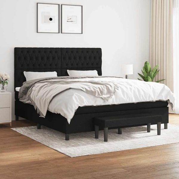 vidaXL Posteľný rám boxspring s matracom čierny 180x200 cm látka