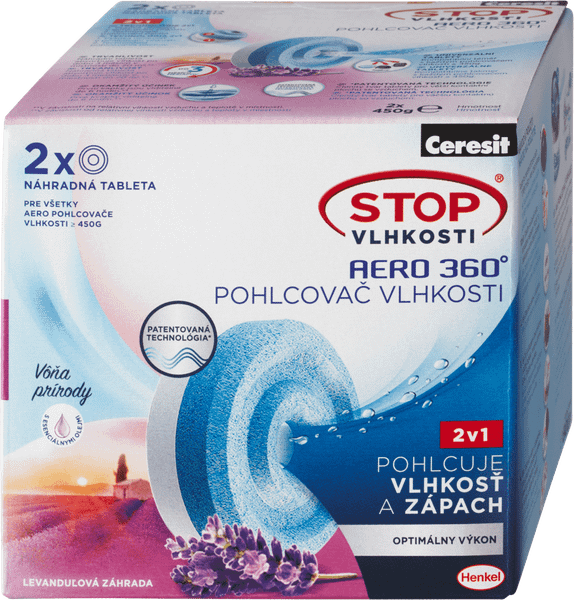 Ceresit STOP VLHKOSTI AERO 360° 2x450g náhradné tablety levanduľa