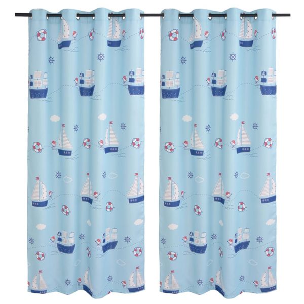 vidaXL Detské zatemňovacie závesy s potlačou 2 ks modré 140x240 cm