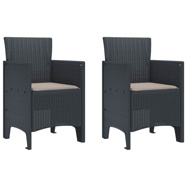 vidaXL Záhradná stolička 2 pcs Antracit 53 x 49 x 85 cm Polypropylén