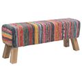 vidaXL lavička 110 x 30 x 45 cm Skutočná koža Viacfarebný
