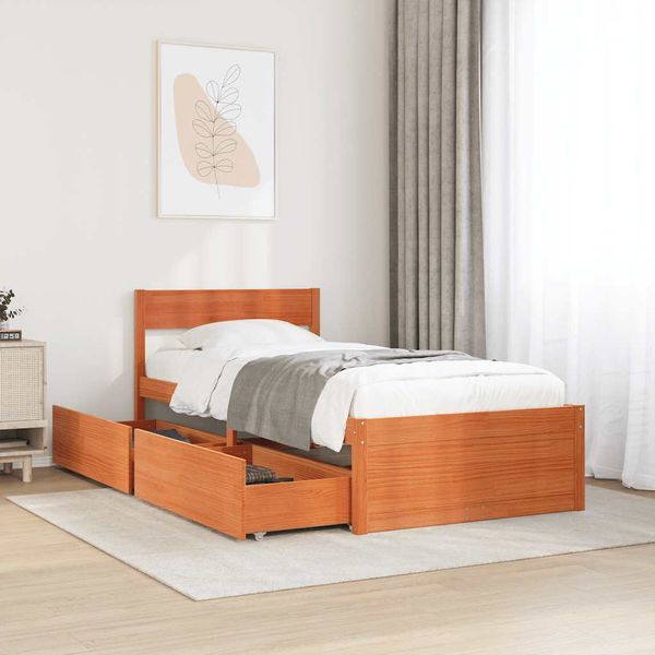 vidaXL Posteľ bez matraca voskovo hnedá 100x200 cm masívna borovica