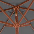 vidaXL Vonkajší slnečník s drevenou tyčou antracitový 270 cm