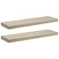 vidaXL Plávajúce nástenné police 2 ks, dubové 80x23,5x3,8 cm, MDF