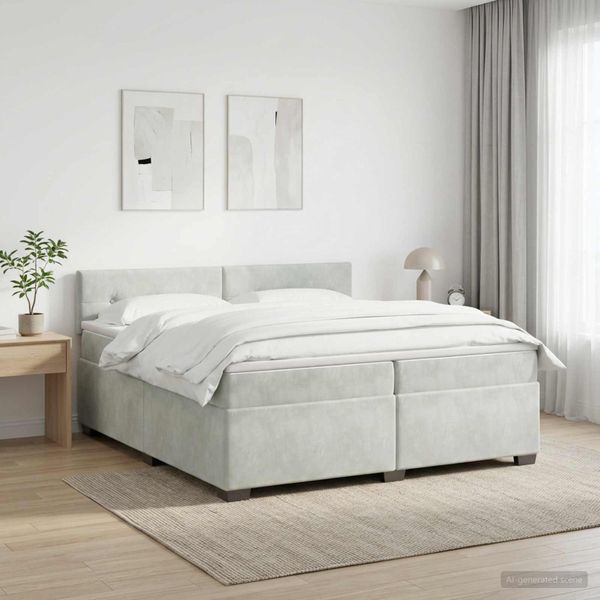 vidaXL Posteľ boxspring s matracom Svetlosivá 200 x 200 cm Zamat