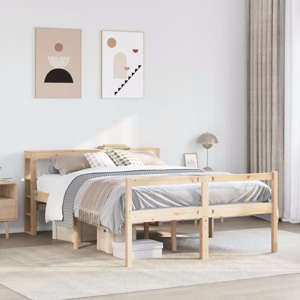 vidaXL Posteľný rám pre seniorov s čelom 135x190 cm borovicový masív