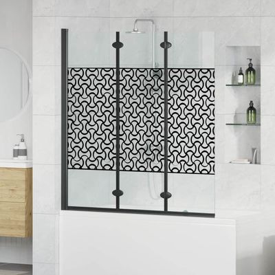 vidaXL Zábrana sprchy Čierna a priehľadná 130 x 130 cm tvrdené sklo