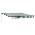 vidaXL Sklopná markíza Zelená a biela 350 x 250 cm Polyester a hliník