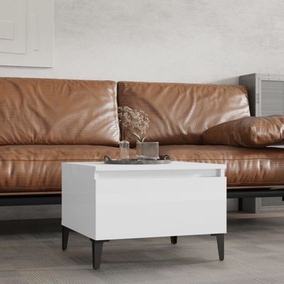 vidaXL Bočný stolík vysoký lesk biely 50x46x35 cm spracované drevo