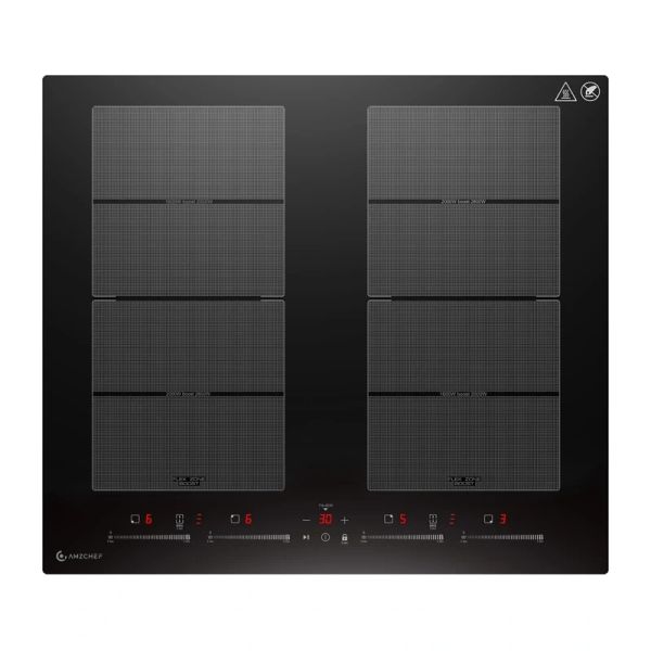 Indukčná varná doska AMZCHEF CE-FS-I74S-FFDD10, 4 varné zóny