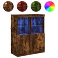 vidaXL Komoda s LED svetlami dymový dub 81x37x100 cm