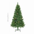 vidaXL Osvetlený umelý vianočný stromček s guľami a šiškami 150 cm