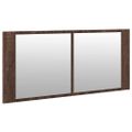 vidaXL LED kúpeľňová zrkadlová skrinka hnedý dub 100x12x45 cm