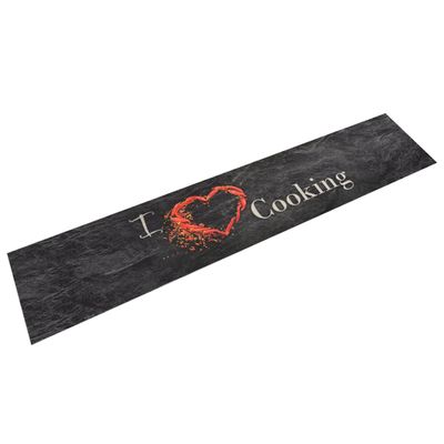 vidaXL Kuchynský koberec umývateľný Cooking čierny 60x300 cm zamat