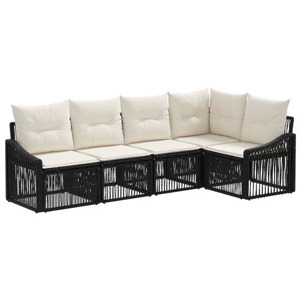 vidaXL Súprava záhradných pohoviek 5 pcs Čierna polyratan