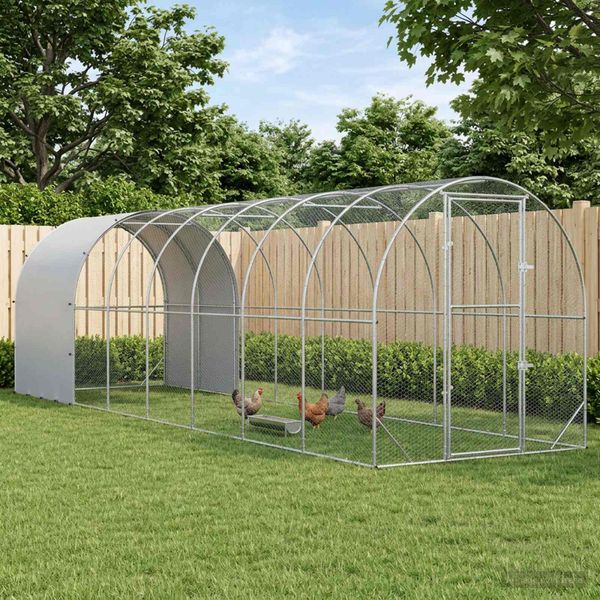 vidaXL Kurník pre kurčatá Strieborná 800 x 200 x 200 cm