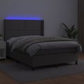 vidaXL Boxspring posteľ s matracom a LED sivá 140x200 cm umelá koža