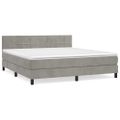 vidaXL Posteľný rám boxsping s matracom bledosivý 160x200 cm zamat