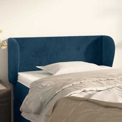 vidaXL Čelo postele so záhybmi tmavomodrá 103x23x78/88 cm zamat