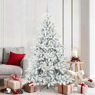 vidaXL Umelý Sklápací Vianočný Stromček Biela 180 cm PVC a oceľ