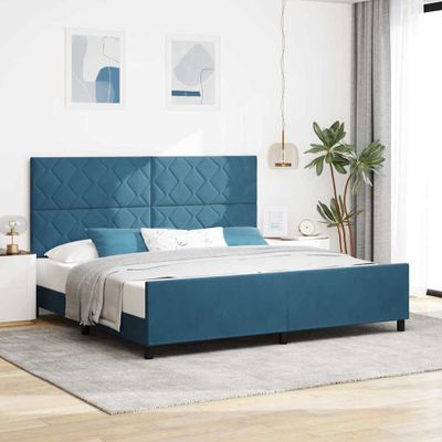 vidaXL Posteľ s pružinovým rámom Tmavomodrá 200 x 200 cm Zamat