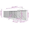 vidaXL Vonkajší koterec pre psov so strechou striebor. 2x10x2,5m oceľ