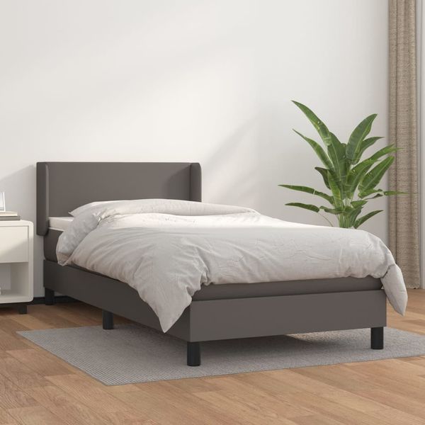 vidaXL Boxspring posteľ s matracom sivá 80x200 cm umelá koža