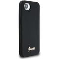 Guess HC Silicone Script Metal Logo Puzdro pre iPhone 16e Čierna