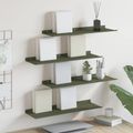 vidaXL Závesná polica 4 ks Olivová zelená 60 x 18 x 2,5 cm Oceľ
