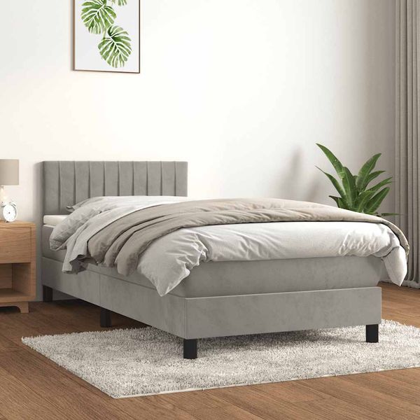 vidaXL Posteľný rám boxsping s matracom bledosivý 80x200 cm zamat