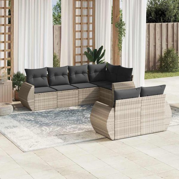 vidaXL 7-dielna záhradná súprava pohoviek s vankúšmi svetlosivá