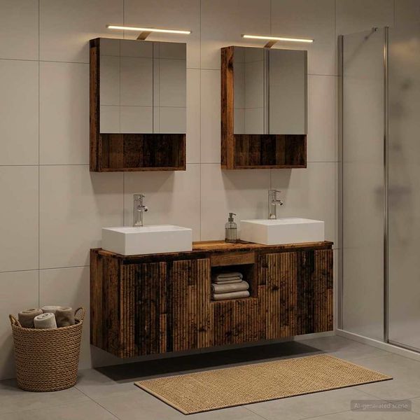 vidaXL Set kabinetov do kúpeľne 5 pcs Staré drevo Kompozitné drevo