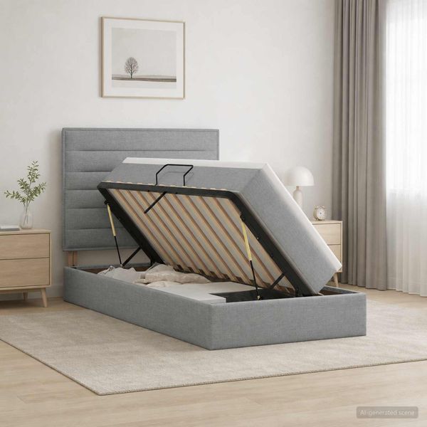 vidaXL Postel s úložným prostorem a matrací Svetlosivá 100 x 200 cm