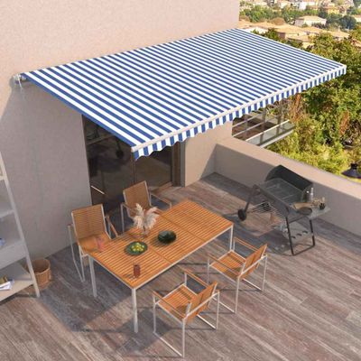 vidaXL Automaticky zaťahovacia markíza 600x350 cm modrá a biela