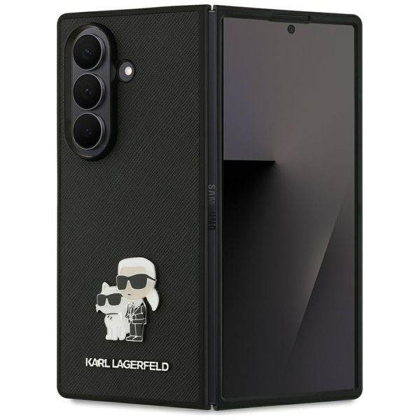 Puzdro Karl Lagerfeld Saffiano Karl&Choupette Pin pre Samsung Galaxy Z Fold7 čierne