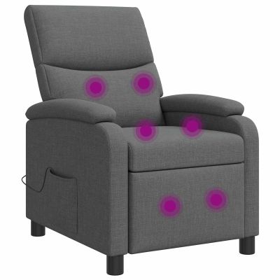 vidaXL Masážne relaxačné kreslo Tmavosivá Látka