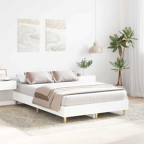 vidaXL Rám postele Biela 137 x 190 cm Kompozitné drevo