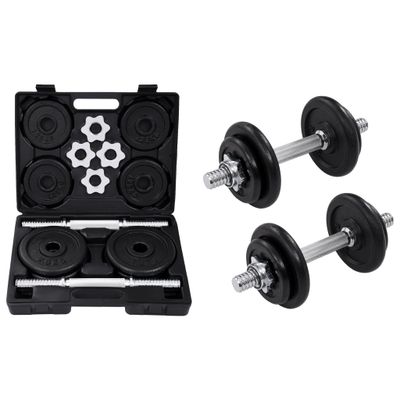 vidaXL 15-dielna sada činiek dumbbell 20 kg, liatina