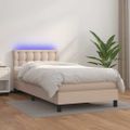 vidaXL Boxspring posteľ matrac a LED kapučínová 90x200 cm umelá koža