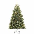 vidaXL Umelý vianočný stromček s pniškami Zelená 180 cm PVC a PE a kov