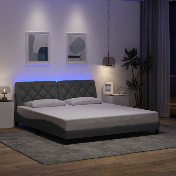vidaXL Rám postele s LED bez matraca bledosivý 180x200 cm látka