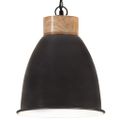 vidaXL Industriálna závesná lampa čierna železo a masívne drevo 23 cm E27