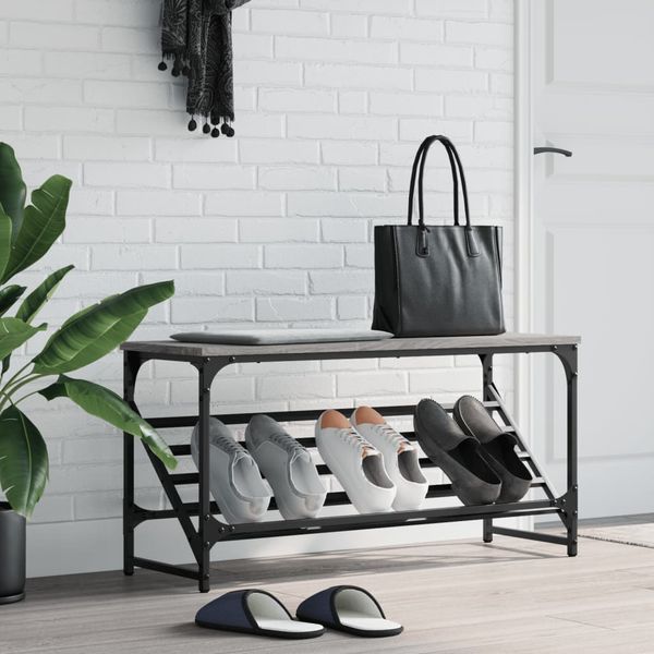 vidaXL Regál na topánky sivý sonoma 90x30x45 cm kompozitné drevo
