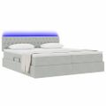 vidaXL LED úložná posteľ s matracom Svetlosivá 200 x 200 cm Zamat