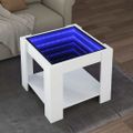 vidaXL Konferenčný stolík s LED biely 53x53x45 cm kompozitné drevo