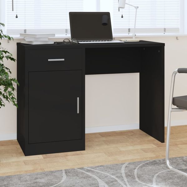 vidaXL Stolík so zásuvkami a skrinkou čierny 100x40x73 cm sprac. drevo