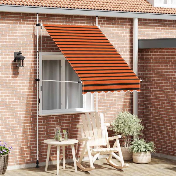 vidaXL Ručne zaťahovacia markíza 150 cm oranžová a hnedá